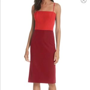 Milly Italian Cady Pencil Dress in Ruby/Burgundy